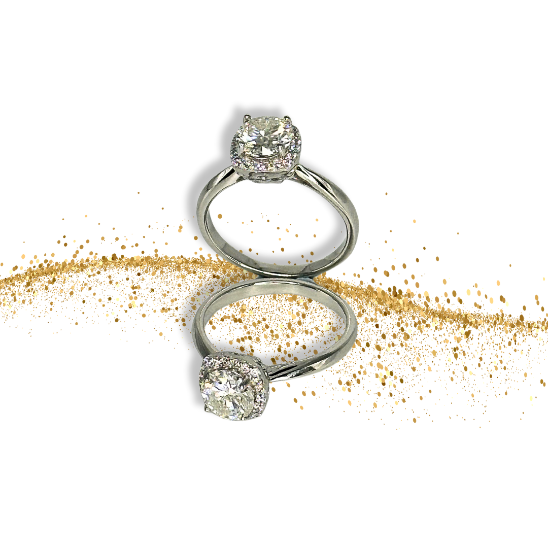 Moissanite Square Solitaire Halo Ring