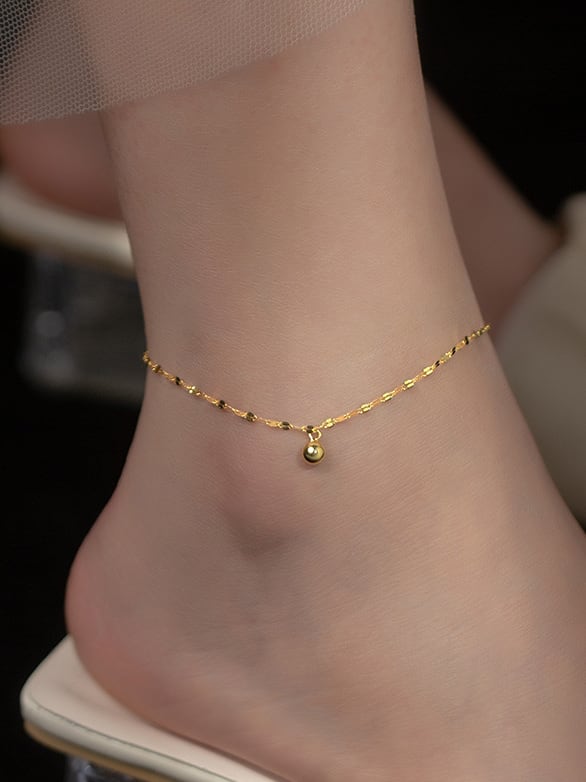 Gold Minimalist Anklet with Ball Charm