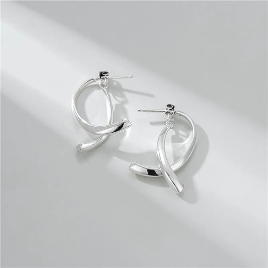 Cross Curved Earrings