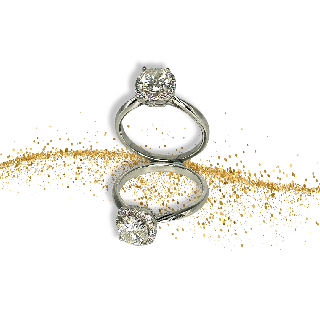 Moissanite  Square Solitaire Halo Ring