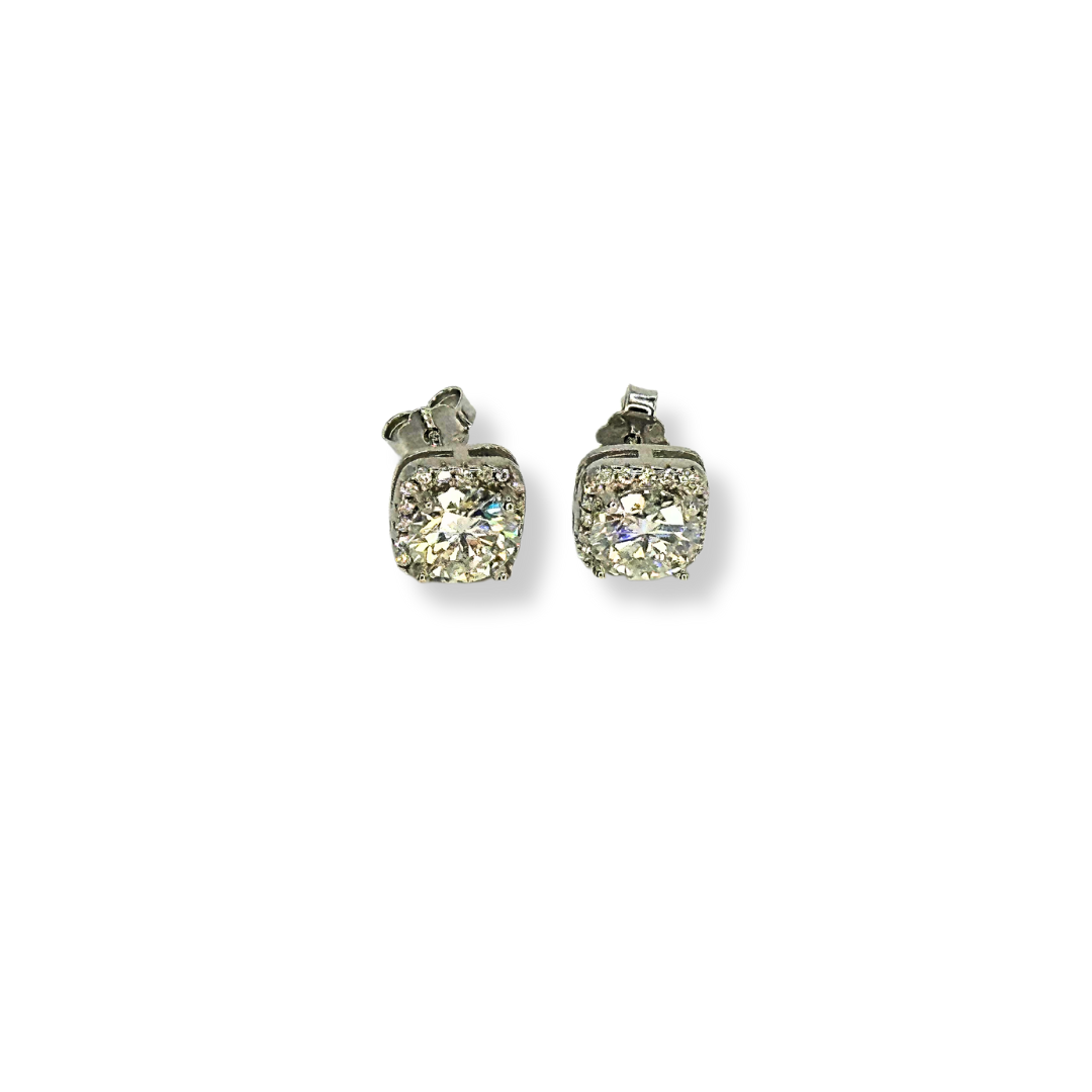 Moissanite Square Solitaire Stud Earrings