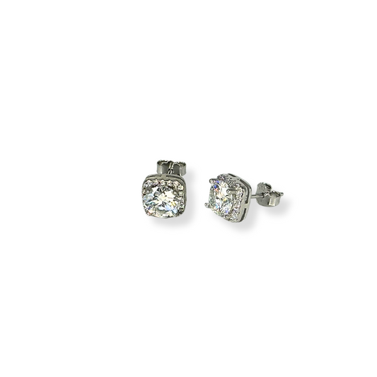 Moissanite Square Solitaire Stud Earrings