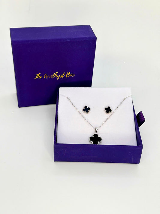 Black Clover Pendant & Stud Gift Set