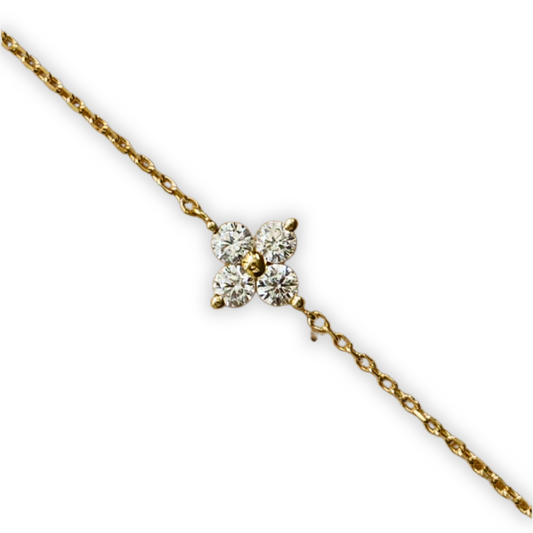 Dainty Cubic Zirconia Flower Bracelet