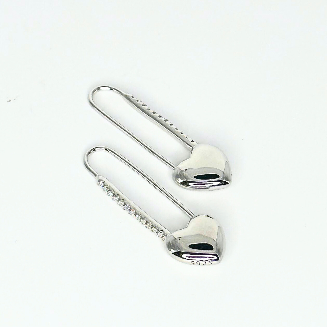 Safety Pin Heart Earrings