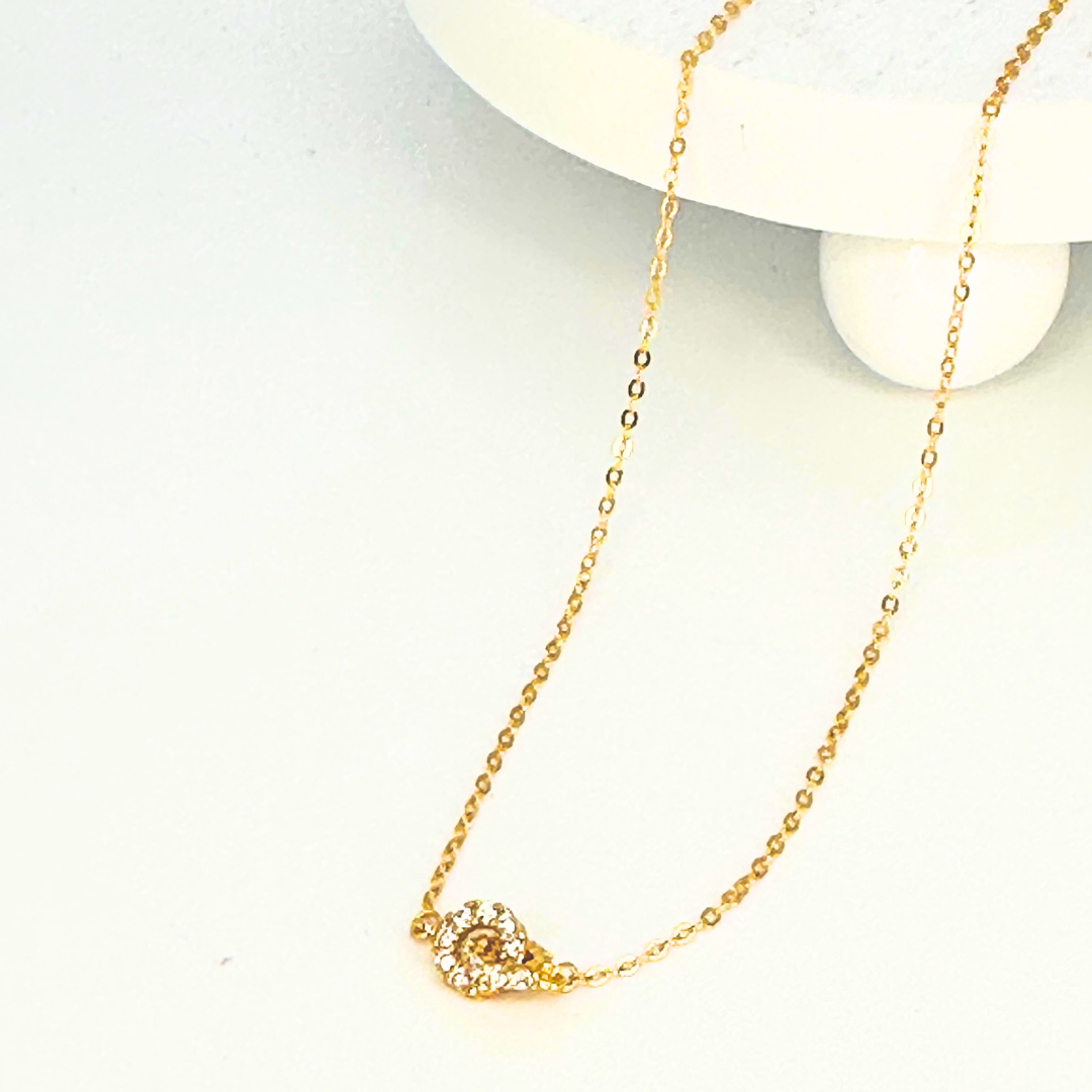 Gold Rhinestone Interlocking Circles Pendant Necklace