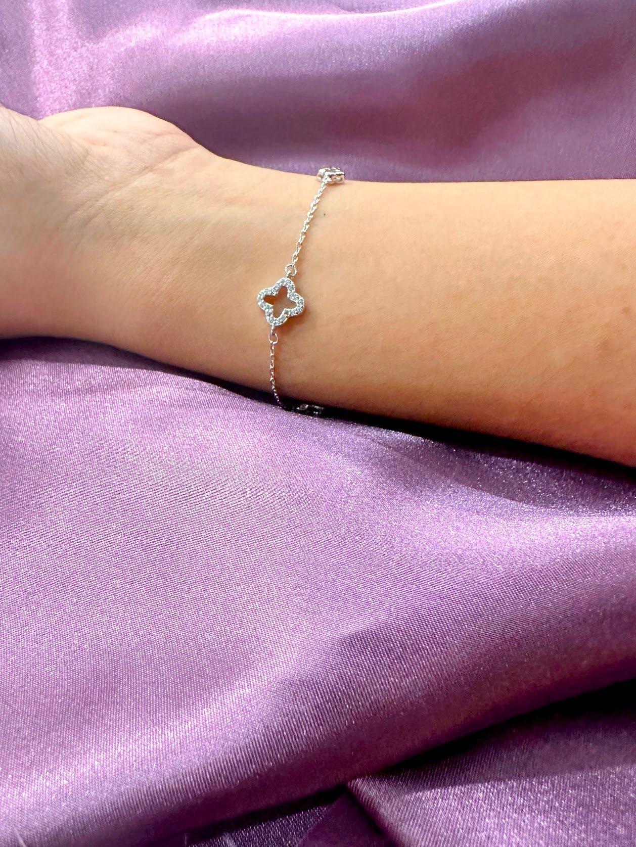 Open Clover Silver Bracelet