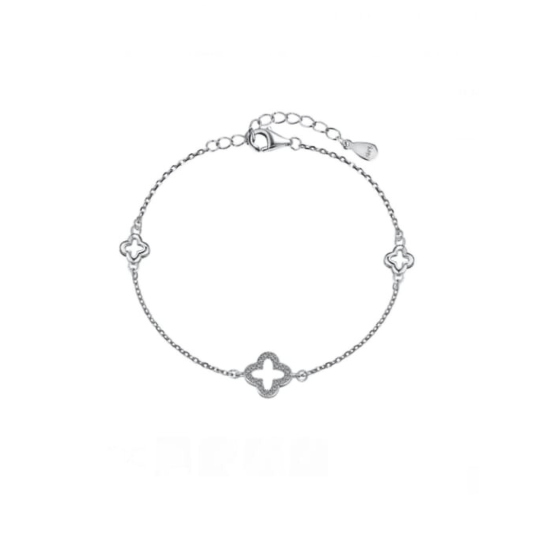 Open Clover Silver Bracelet
