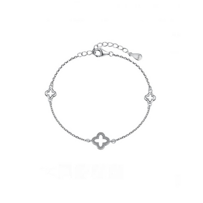 Open Clover Silver Bracelet