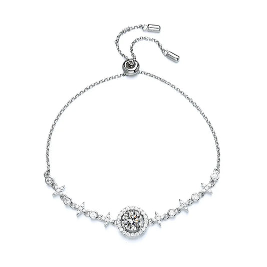 Star Studded Moissanite Sterling Silver Bracelet