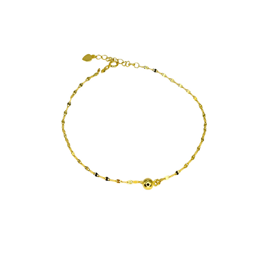 Gold Minimalist Anklet with Ball Charm